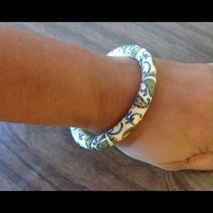 Cloisonné Blue Porcelain Bracelet Paisley Bangle